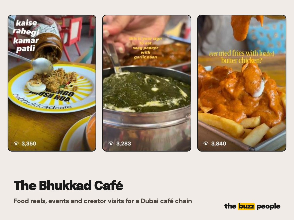 Three Bhukkad Café food reels with their public view counts
